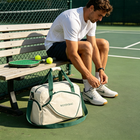 Sac de raquette de pickleball en toile durable personnalisé, compartiment séparé pour chaussures, sac de sport pour raquette de tennis avec sangle amovible