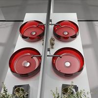 Lavabo de salle de bain moderne en résine transparente, éco-responsable, capacité 12L, finition polie, avec drain, garantie 5 ans