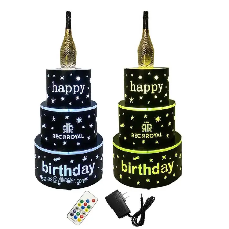 Rechargeable Télécommande Glorifier Night Bar Club LED Présentateur de bouteille de gâteau d'anniversaire