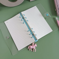 Protège-classeur A6/A5 en PVC souple transparent à 6 anneaux, rechargeable, avec couverture en cuir PP pour l'école, les réunions et le bureau