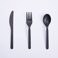 Personnalisé Réutilisable En Plastique CPLA Mariage Blanc Biodégradable Fourchettes Cuillères et Couteaux PLA Couverts Ensemble