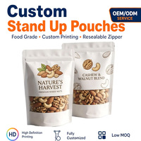 Sachet refermable écologique à fond plat avec fenêtre pour noix mélangées, snacks secs et épices de qualité supérieure