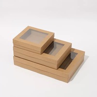 Caja de Cartón Corrugado Grande IMEE Marrón para Picnic, Catering, Comida para Llevar, Embalaje de Alimentos, Caja de Regalo para Pasteles y Frutas con Ventana Transparente