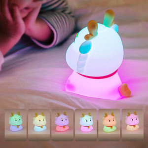 motion sensor portable cute Loong dragon Night Light For Kids Silicone LED USB Rechargeable Bedroom <b>touch</b> control <b>Lamp</b> - Product Image 5