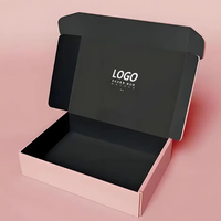 Schwarze und Rosa Versandkartons, Wellpappe, Recycelbar, mit Logo, Rosa Geschenkverpackung, Schuh- und Kleidungsbox, Papier-Versandkartons
