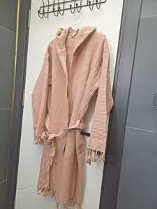 Waffle Bathrobe with <b>Towel</b> Inside Quick <b>Drying</b> Cotton Long Sleeve Colorful Soft Dressing Gown Women Man Bathrobe - Product Image 4