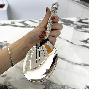 Cuchara de servir de cabeza redonda de acero inoxidable 304, colador grande de alta resistencia para uso en fiestas y buffets - Product Image 1