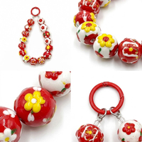Chaîne de téléphone 2-en-1 personnalisée DIY avec impression UV, motif floral peint à la main, perles acryliques et cristal, dragonne, porte-clés et breloque de sac pour filles