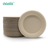 Assiettes jetables écologiques en pulpe de bagasse, imperméables et résistantes à la graisse, compatibles micro-ondes, pour fêtes, rentrée scolaire et usage quotidien