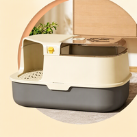 Bac à litière pour chat avec couvercle à charnière de style couloir, entièrement fermé, protection anti-éclaboussures, élimination des odeurs, toilette pour chat, conteneur pour excréments de chat