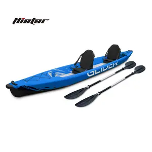 Histar New Sky Blue Color Manufacturer 4.73m Rowing Boat 2 Person Full Drop Stitch Double Kayak Inflatable Fishing Tandem Kayak