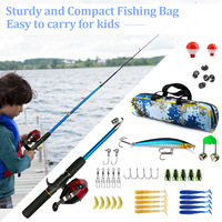 Ensemble canne à pêche et moulinet pour enfants de 1,5 m en gros, pour débutants, novices, mini-section courte, leurre, pêche en mer