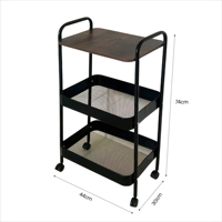 Chariot de rangement mobile pour salon, chariot roulant avec plateau en bois
