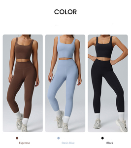 Conjuntos Deportivos para <span class=keywords><strong>Mujer</strong></span>, Dos Piezas, <span class=keywords><strong>Camiseta</strong></span> sin Mangas, Leggings de Cintura Alta a Juego, Conjuntos de Gimnasio, Conjunto de Yoga - Product Image 5