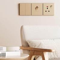 Enchufe de Pared Británico con Protección Infantil, Panel con Interruptor USB, Tres Orificios, Estándar del Reino Unido