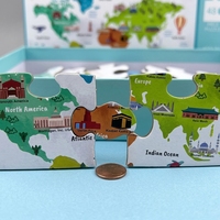 Venta al por mayor de fábrica: Rompecabezas educativo de papel troquelado de 48 piezas para niños, mapa del mundo de la Mezquita, laminado mate grueso, cartulina gris, OEM