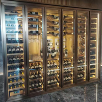 Cave à Vin Thermostatique Moderne en Acier Inoxydable pour la Salle à Manger, Présentoir à Whisky pour Restaurant ou Meuble de Bar d'Hôtel