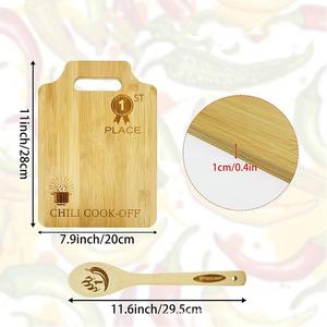 Ensemble de planches à découper en bois de bambou, rectangulaires, couleur unie, couleur bois naturel, pour la maison, pour couper les fruits et les légumes - Product Image 3