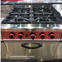 Équipement de cuisine professionnel, four combiné au gaz, cuisinière à gaz 4 brûleurs avec four