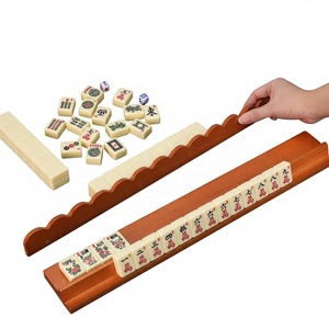 Support de rangement pour tuiles de Mahjong américain en bois deux-en-un avec poussoir, plateau magnétique festonné de 18,5 à 20 pouces pour Mahjong - Product Image 2