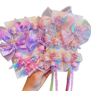 Aksesoris Rambut Pita Pelangi Putri Baru, Jepit Rambut Pita Berumbai Sifon, Jepit Rambut Kartun - Product Image 1