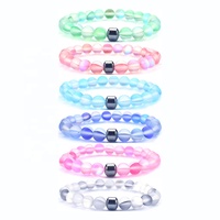 Bracelet pour Homme et Femme en Perles de Lave et Pierres Naturelles Étirables, avec Breloques Magnétiques de 8 mm – Vente Chaude en Gros Personnalisée
