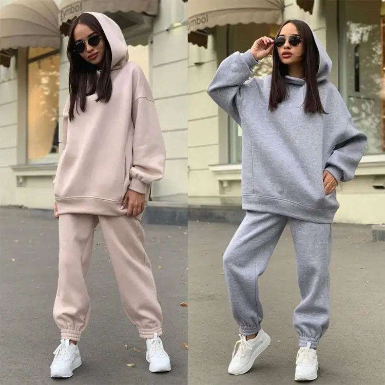 Setelan baju celana wanita pinggang tinggi, setelan baju/celana wanita lengan panjang, baju lari, Hoodie Jogger, Hoodie pinggang tinggi, setelan Tracksuit wanita BUATAN