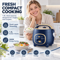 Cuisinière à riz électrique 1,8 L 300 W pour la maison, mini-cuiseur à riz et à soupe antiadhésif