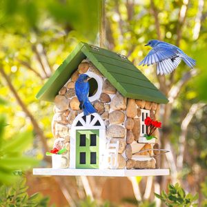 Nueva resina creativa artesanía decorativa casas <span class=keywords><strong>de</strong></span> piedra casas <span class=keywords><strong>de</strong></span> pájaros casas <span class=keywords><strong>de</strong></span> piedra hogar patios perchas <span class=keywords><strong>de</strong></span> árboles al aire libre - Product Image 3