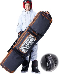 Sac de snowboard rembourré avec roulettes - Sac de voyage pour snowboards et bottes en cuir véritable, amovible, imperméable, grande capacité - Product Image 2