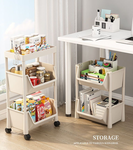 Estantería móvil de acero inoxidable, estante de almacenamiento de juguetes, estante de pie para el hogar, carrito para bebidas y aperitivos para cocina y sala de estar - Product Image 6