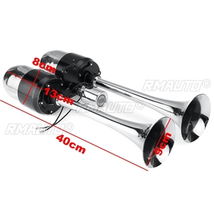 Kit de klaxon électrique à double trompette 500DB, klaxon à air chromé puissant, haut-parleur 12V/24V pour accessoires de train, camion, poids lourd - Product Image 3