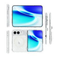 Nouvelle coque de téléphone portable transparente à paillettes en PC et TPU avec pare-chocs pour iPhone Duo, design pliable gauche-droite, logo personnalisé