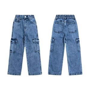 Pantaloni Jeans di ultima generazione per ragazza Street Hip Hop Multi Pocket pantaloni <span class=keywords><strong>Cargo</strong></span> per bambini Jeans Vintage di alta qualità per ragazza - Product Image 1