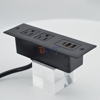 Prise de bureau universelle à 2 prises approuvée ETL de haute qualité avec double USB, jeu de prises pour meuble TV canapé