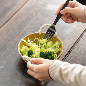 Tazones de Cerámica con Asas de Cuerda, Apilables, Diseño Wabi Sabi, para Servir Alimentos, Uso Doméstico - Product Image 4