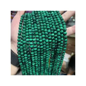天然孔雀石圆形珠子4毫米6毫米8毫米10毫米绿色光滑宝石串
