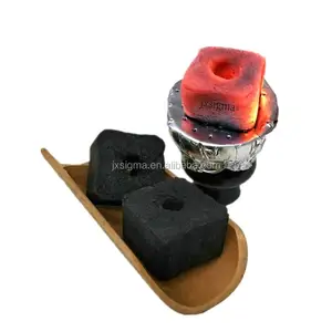 Long burning time white ash cube bamboo smokeless odorless flat briquet eco quick ignition coal