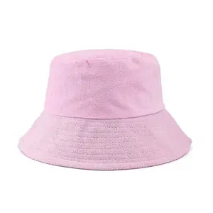Custom Logo Bucket Hat Terry Towelling Blank Terry Cloth Towel Bucket Hats For Women