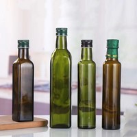 Vente en gros de bouteilles d'huile d'olive vierge extra en verre ambré vert foncé carrées Marasca de 250 ml, 500 ml, 750 ml et 1 L avec bouchon à vis en métal