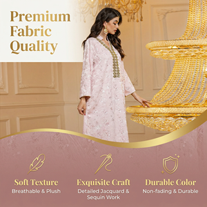 เดรสยาวผ้าแจ็คการ์ดสีบลัชประดับเลื่อมสำหรับผู้ซื้อสินค้าบูติก - Product Image 3