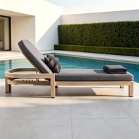 Chaise longue de luxe en teck avec accoudoirs, coussin épais imperméable, pour piscine extérieure, livraison directe d'usine