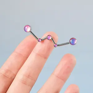 Nieuwe Aankomst Chirurgisch Staal Draadloos W Vorm Industriële Barbell Lange Brug Transversale Oor Piercing Vrouwen Sieraden 14G