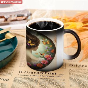 Mug blanc givré noir 11oz en céramique, tasse à sublimation activée par la chaleur pour impression personnalisée - Product Image 5