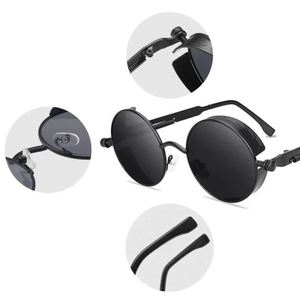 Gafas de Sol Redondas Retro de Metal con Logotipo Personalizado, Montura de Aleación UV400, Estilo Gótico Steampunk para Hombre y Mujer - Product Image 6