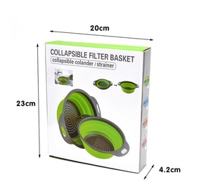 Panier de drainage multifonctionnel pliable et télescopique en TPR écologique pour le nettoyage et le lavage des légumes et des fruits, idéal pour la cuisine domestique - Product Image 6