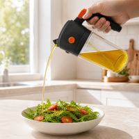 Bouteille en verre portable 2-en-1 de 550 ml pour cuisine, pulvérisateur d'huile à brume fine et vaporisateur d'huile d'olive avec bec verseur, à main