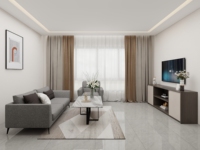 Ensemble de meubles sur mesure pour salon moderne |   Meuble TV et canapé minimalistes : design combiné