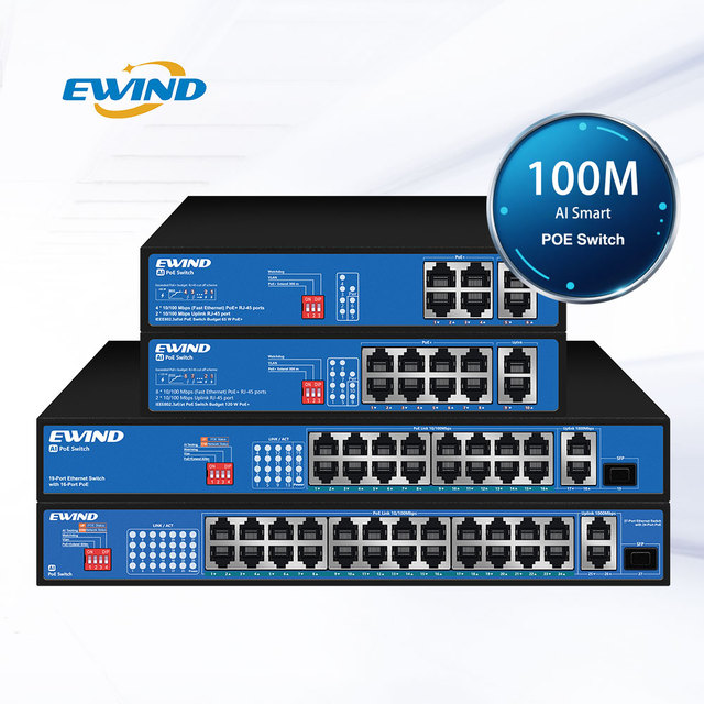 300m Extender AI Smart PoE Switch With 4/8/16/24 Ports for Home/Office Networks Wireless AP Power 2 Port Uplink AI Poe Switch