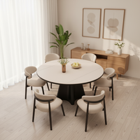 Juego de Mesa y Sillas de Comedor de Madera Maciza Rosegia, Moderno y de Lujo, Extensible y Plegable, con Superficie de Mármol, para 4/6/8 Personas, Muebles Multiusos para Hotel